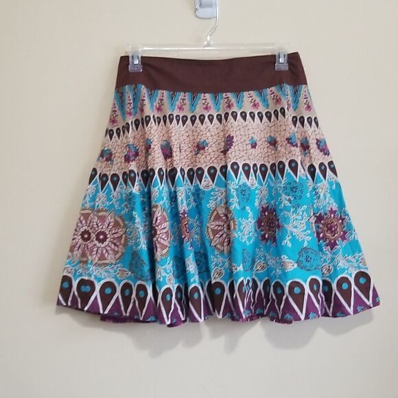 Rene Margo Blue and Brown Multicolored Skirt Sz Medium - Picture 4 of 6